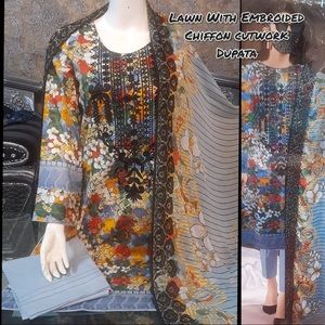 Pakistan lawn 3 piece shalwar kameez